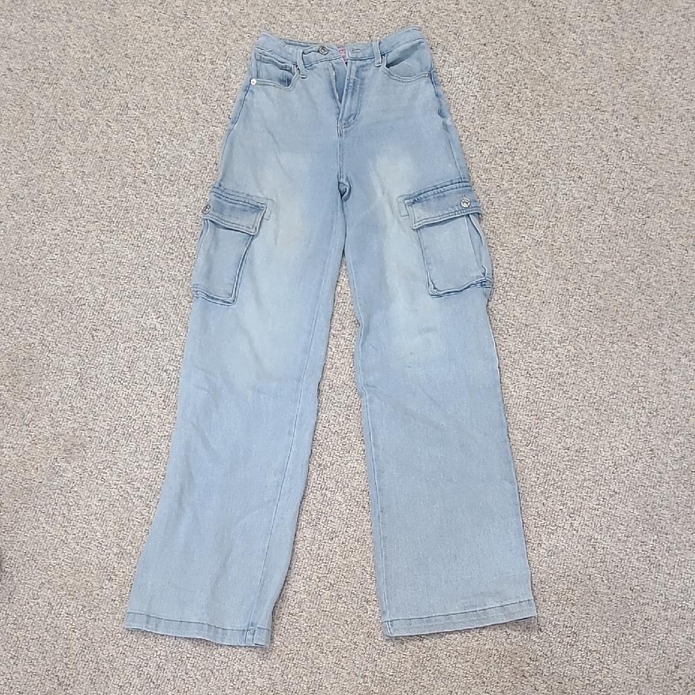 Juicy Couture Sky Blue Cargo Wide Leg Jeans